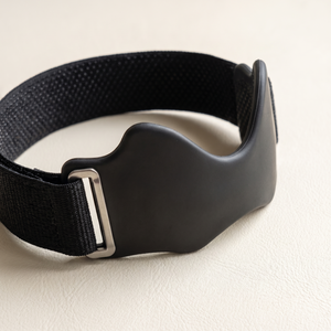 Close-up of the strap's silicone grip, support pad and adjustable fastener